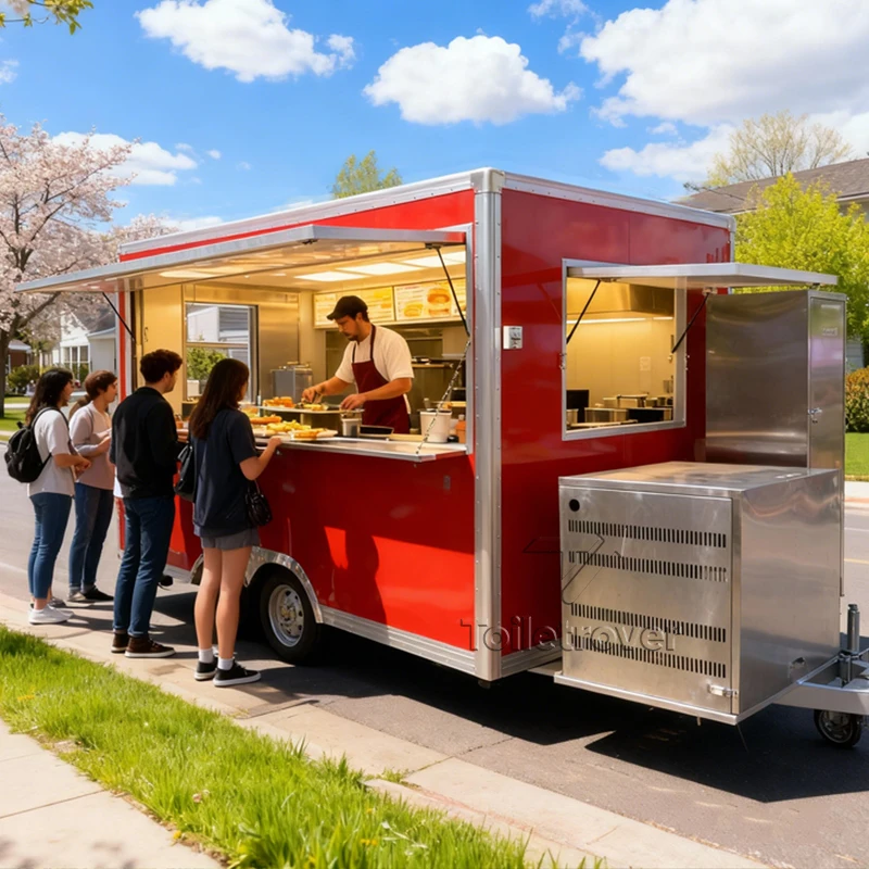 Customization French Fries Food Trailer Stainless Steel Food Truck Trailer Movable Fully Equipped Food Truck with Deep Fryer