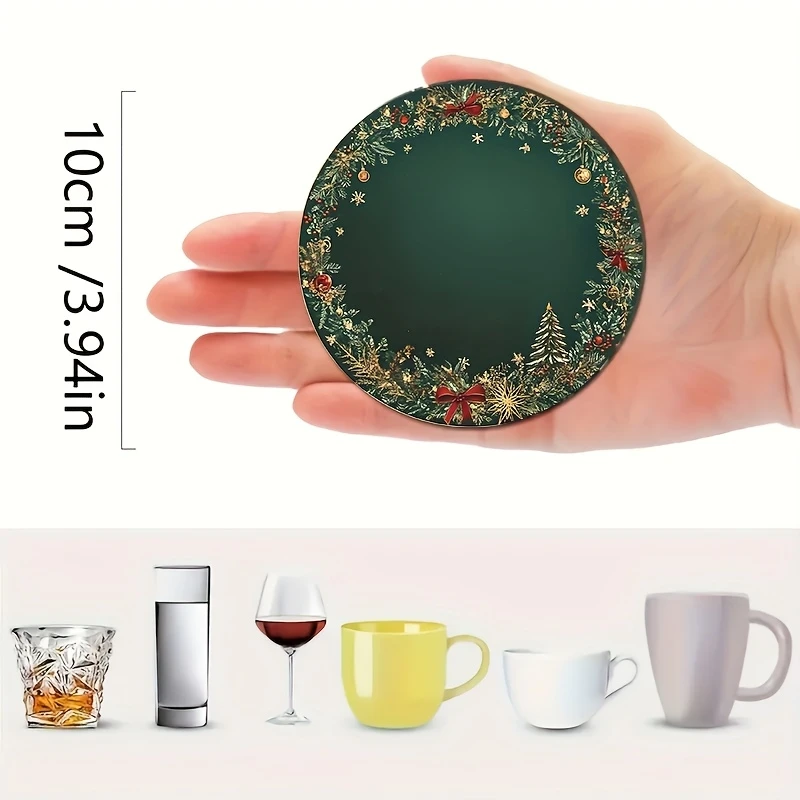 2D ريترو الأخضر عيد الميلاد كرة الثلج شجرة صنوبر 4in الوقايات الخشبية مجموعة للمنزل مكتب طاولة القهوة ديكور 2026 السنة الجديدة هدية حفلة #6