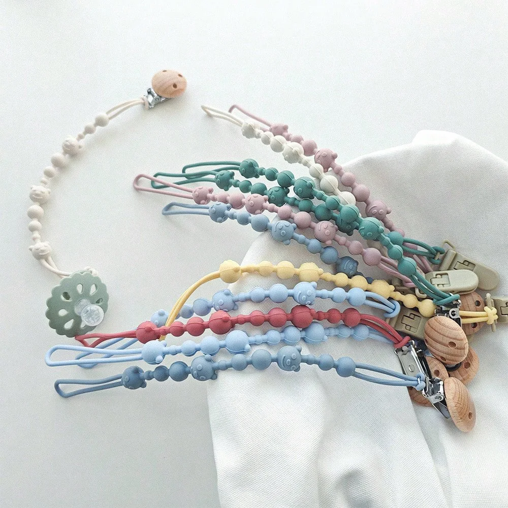 1 قطعة مصاصة الطفل سيليكون مكافحة الإفلات سلسلة مع الخرز الرضع مهديء الحلمة حامل قصاصة لسهولة التغذية والراحة #3