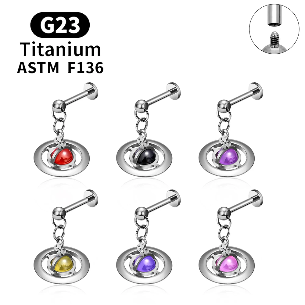 

ASTM F136 Titanium Saturn Stud Earrings 16G Internal Thread Women Ear Cartilage Tragus Lobe Helix Piercing Jewelry Accessories