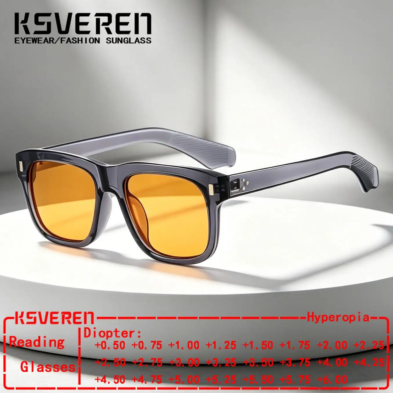 Square Large Frame Finished Reading Sunglasses Men Women Designer Tinted Single Focus Sunshade Presbyopic Eyewear Readers