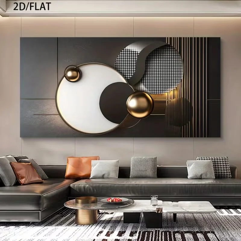 (1PC Unframe)2D Flat, 2D Flat, 1Ps Frameless Poster Print, a Frameless Canvas Wall Art Featuring Abstract Design with Circular E