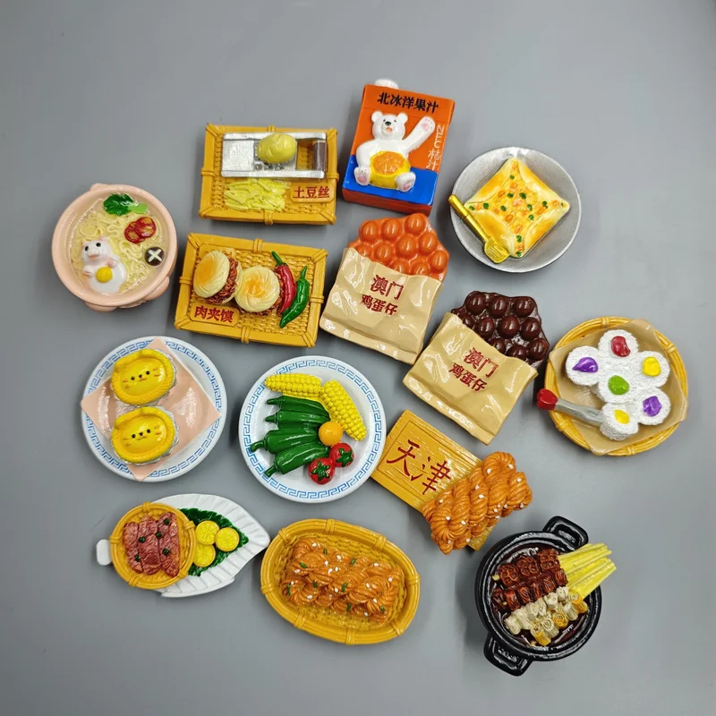 

New Simulation Cartoon Macau Egg Cubs Refrigerator Magnet Resin Crafts Specialty Creative Food Home Decoration