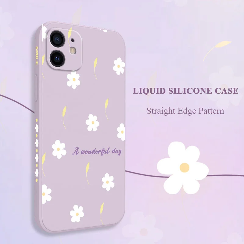 Custodia per telefono Rain Daisy per iPhone 12 11 X XR XS 8 7 SE2 Plus Pro Max Mini Cover in silicone