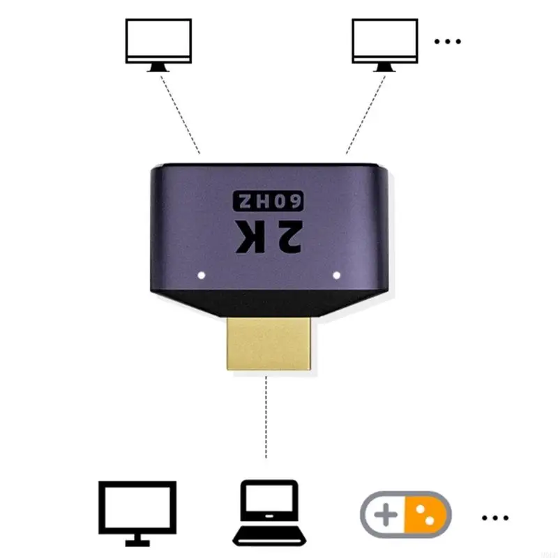 Molf 1 x 2 محول الخائن المتوافق 1 في 2 Out Splitter Ampliter HDCP 2K/1080p شاشة مزدوجة لـ HDTV DVD