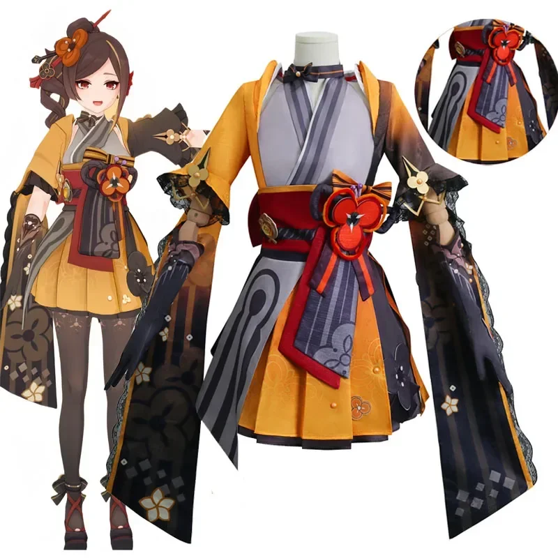 Chiori Genshin Impact Cosplay Traje, Peruca Uniforme Anime, Ternos Halloween, Estilo chinês