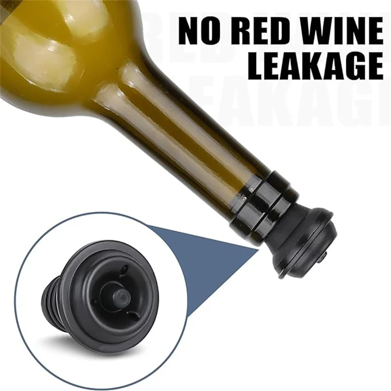 Wine Preserver Vacuum Air Pump Wine Bottle Stoppers Durable Stainless Steel Construction Airtight, Leak-Proof Seal Easy