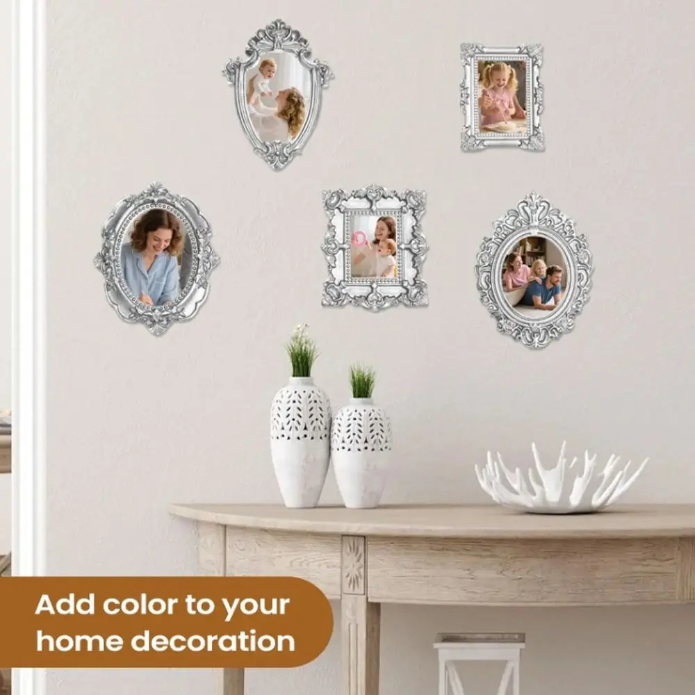5Pcs Vintage Resin DIY Shadow Box Frame Gold DIY Mini Photo Frames Memory Display Frames Photography Background Decoration