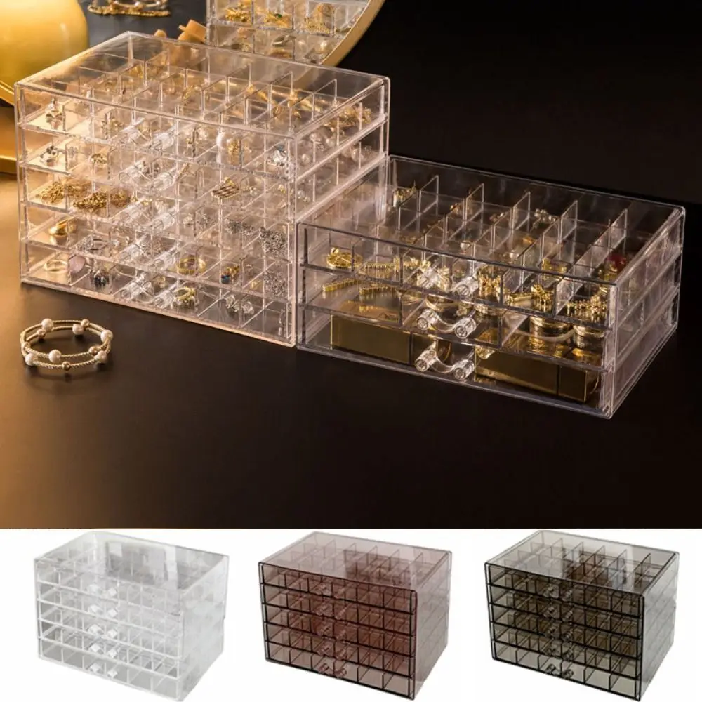 120Grids Jewelry Storage Box Drawer Style Acrylic Nail Art Organizer Box Dustproof Ring Earring Jewelry Sorting Box Desktop
