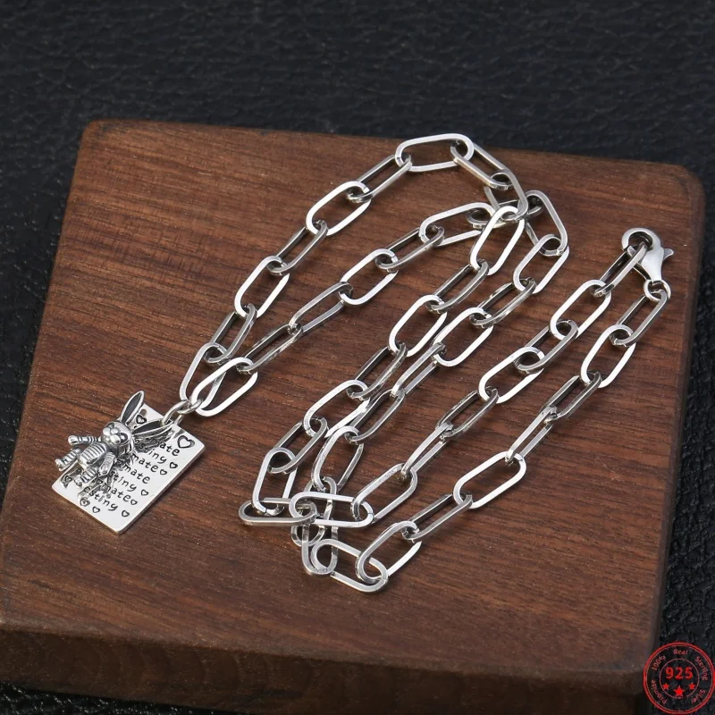 

S925 Sterling Silver Charms Necklace Pendants for Women Men New Fashion Little Rabbit English Letter Jewelry Wholesale