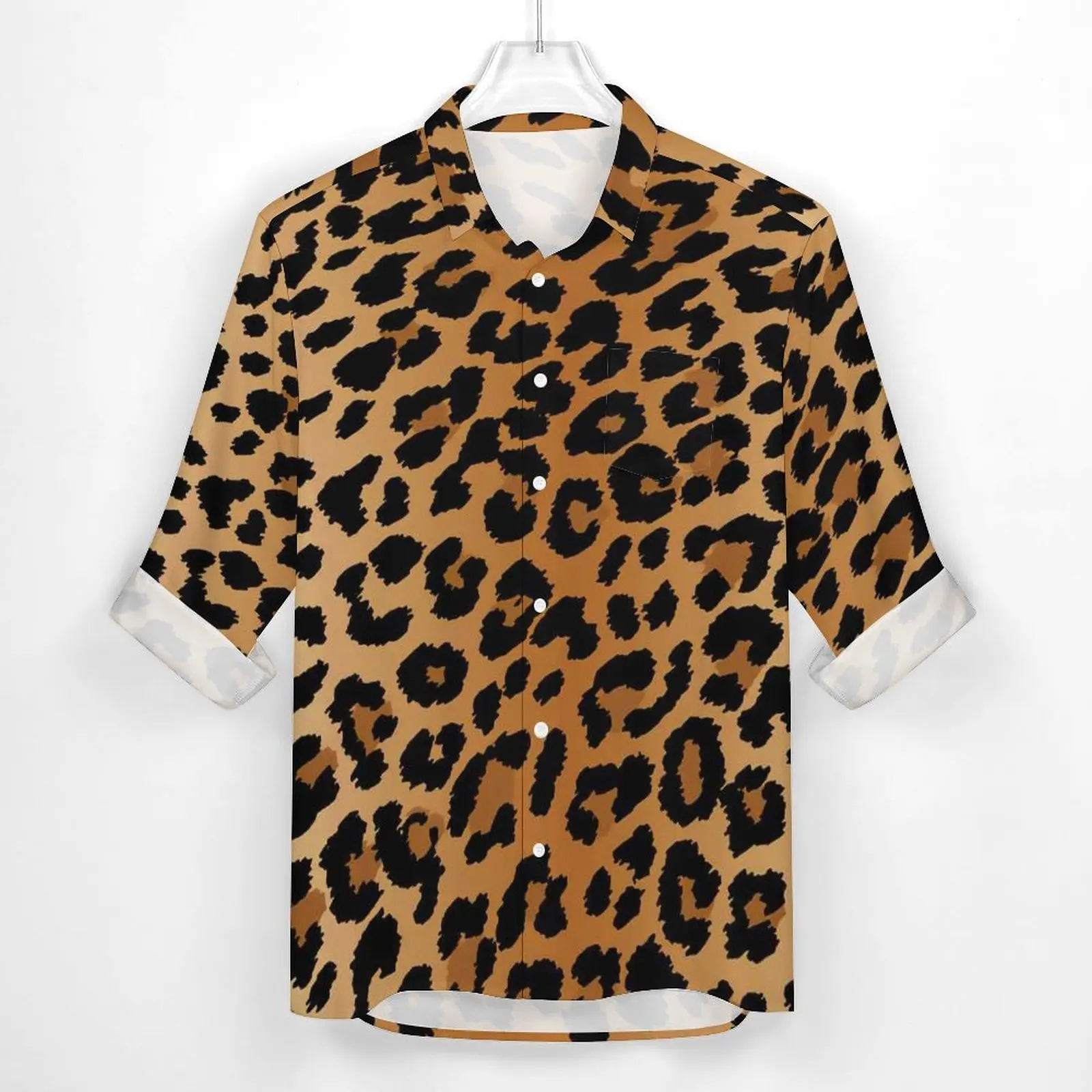 Leopard Shirt Autumn Classic Animal Spots Print Casual Shirts Mens Fashion Blouses Long Sleeve Design Street Style Clothes