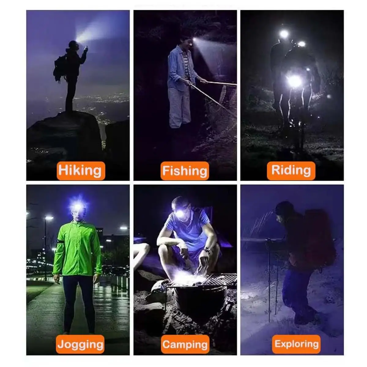 Rechargeable Xpe Cob Led Headlamp Headlight Usb Head Front For Lantern Flashlight Light Strong Fishing Hiking Modes Outdoor High