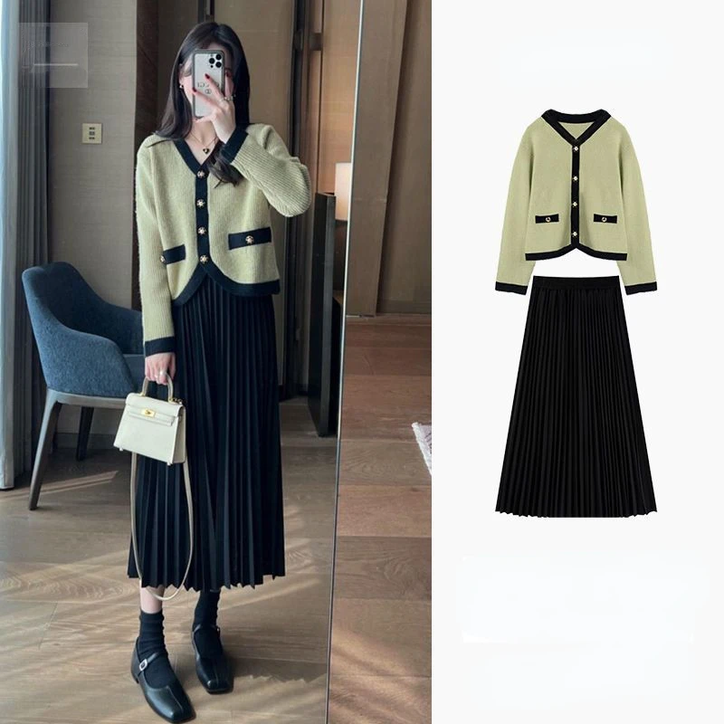 

Spring 2023 New Female Tea Department Early Spring Gentle Department Wear Korean Drama Dress Sub Two-piece Suit