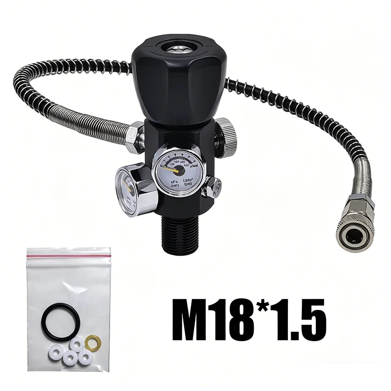 

Air Tank Charging DIN Valve Dual Gauge Scuba Filling Station Hose 20inch M18x1.5 5/8"-18UNF 4500Psi 300Bar Charging Scuba Diving
