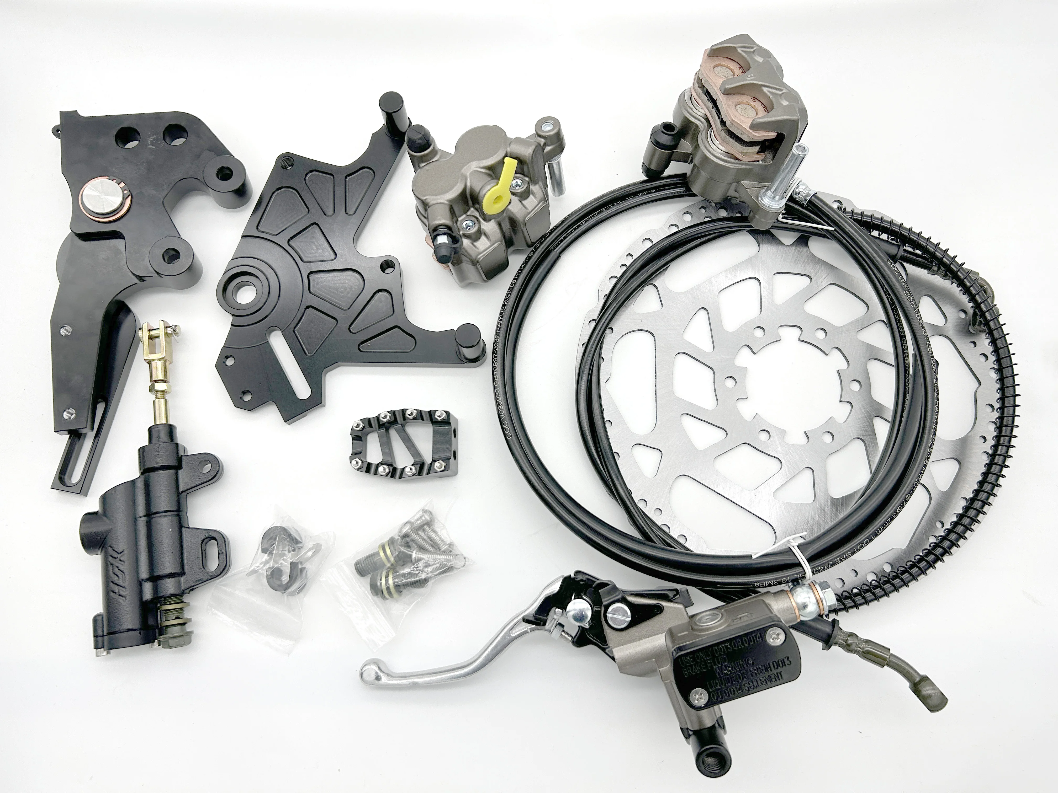 For New Modified Ultra Bee Brake Dual-Caliper Bracket Kit Rear Disc Brake Anodic Oxide Finish Foot Brake Replacement Surron LBX