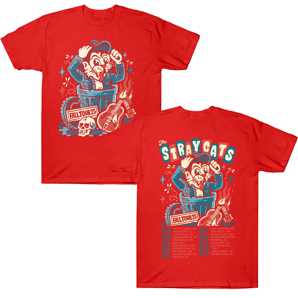 The Stray Cats Fall Tour 2025, T-Shirt, Rockband Stray Cats, Grafik-T-Shirts für Damen und Herren, hochwertige Baumwollkleidung, Streetwear-Top – Detail 10