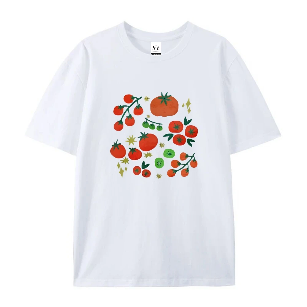 Een stapel tomaten grafisch shirt schattige meisjeskleding schattig patroon tee comfort kleur vintage retro Y2K mode-stijl