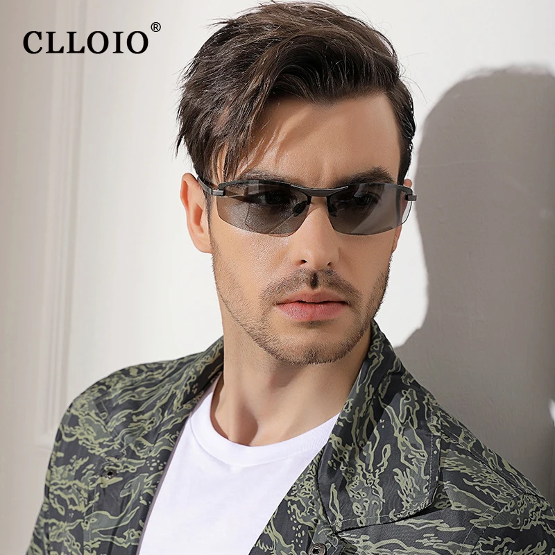 CLLOIO Photochromic Sunglasses Men Driving Chameleon Glasses Polarized Male Day Night Vision Driving Change Color Sun Glasses UV