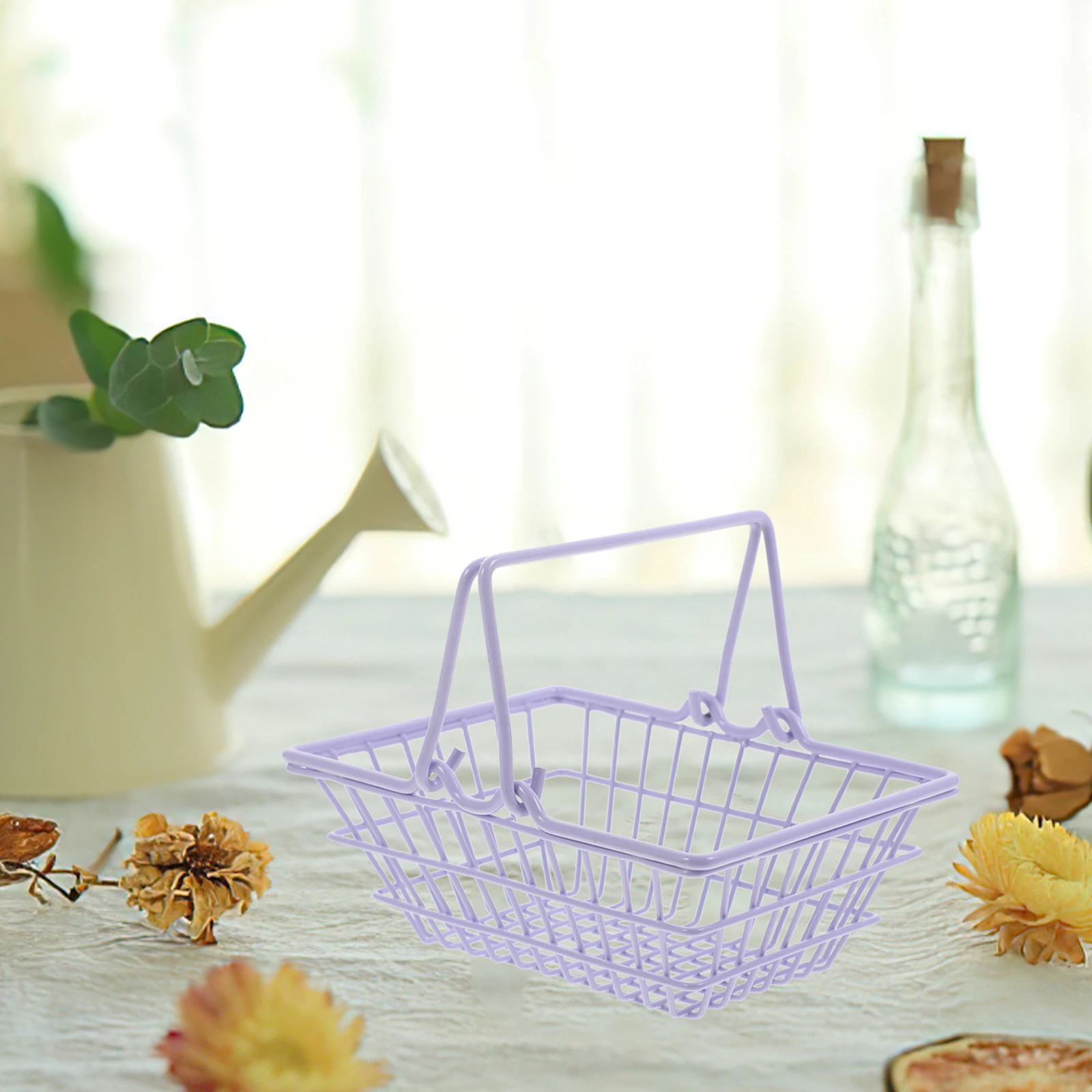 

1pc Mini Storage Basket With Handles Lightweight Portable Organizer For Bathroom Kitchen Office Household Items Storage