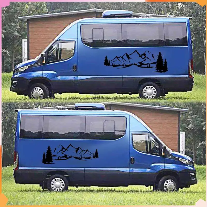 

B94A 2X RV Motorhome Side Body Sticker DIY Large Mountain Tree Decal Sticker Decoration For Car Caravan Trailer
