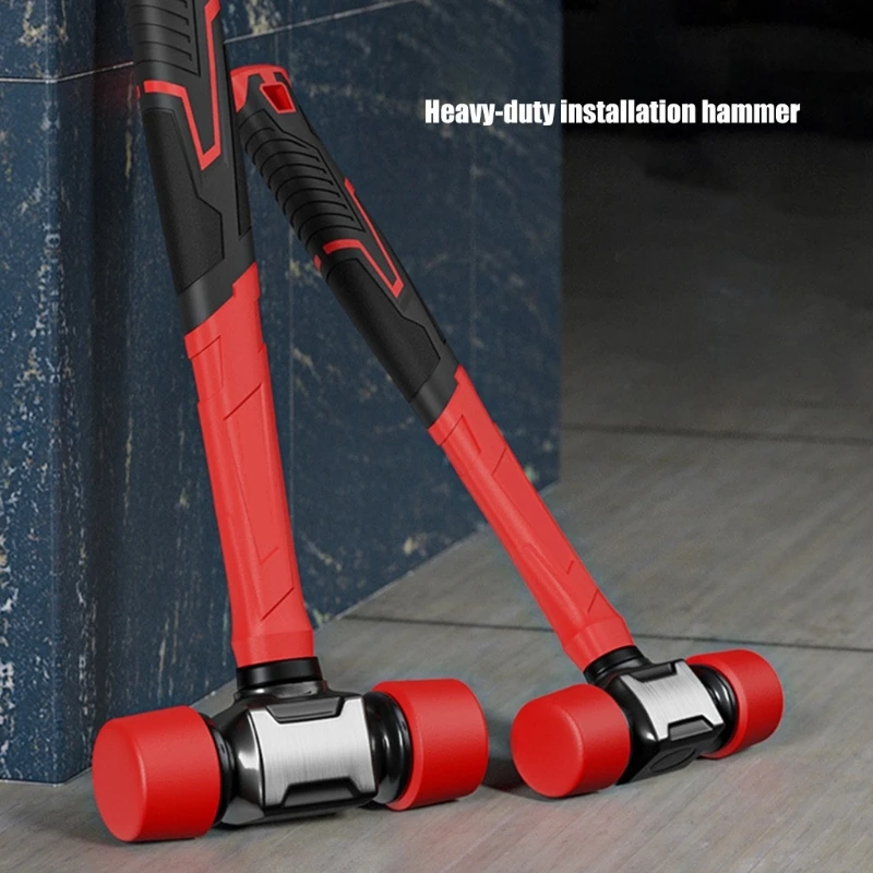 

Quiet Striking Rubber Mallets Hammer Fiber Handle Grip Woodworking Flooring Tool