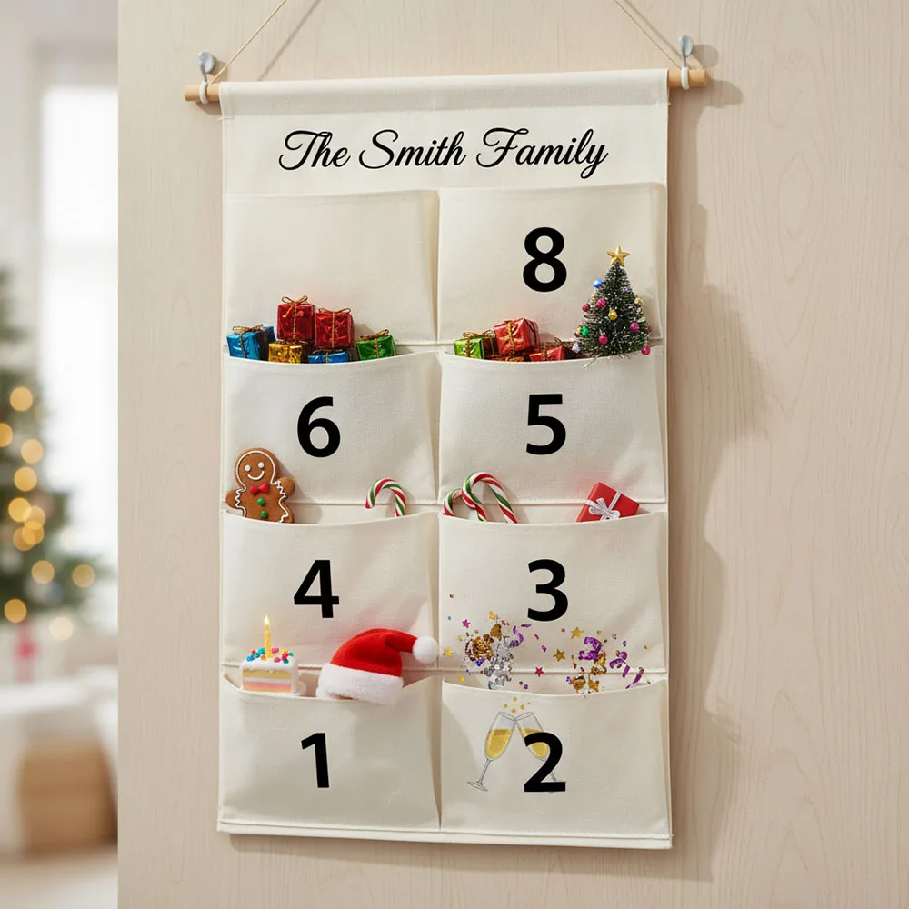 ปฏิทินนับถอยหลังวันคริสต์มาสแบบแขวนผนังลายชื่อสั่งทำสุดเทรนดี้ ใช้ซ้ำได้ ของตกแต่งวันคริสต์มาส ของขวัญวันเกิดสำหรับเด็ก