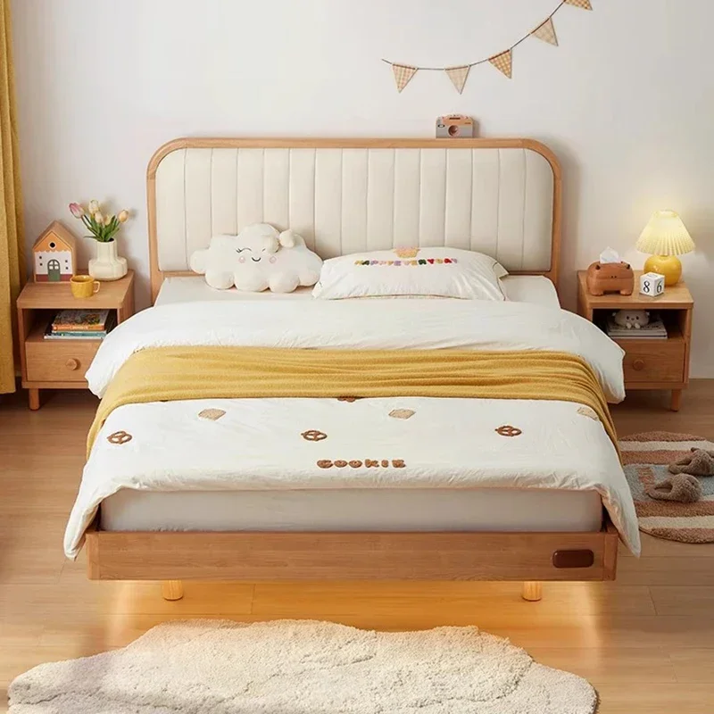 Детская кровать с деревянным каркасом для мальчиков и девочек, детская кровать для одной квартиры, простая белая кровать Camas Moderrnas Inteligentes, мебель для дома