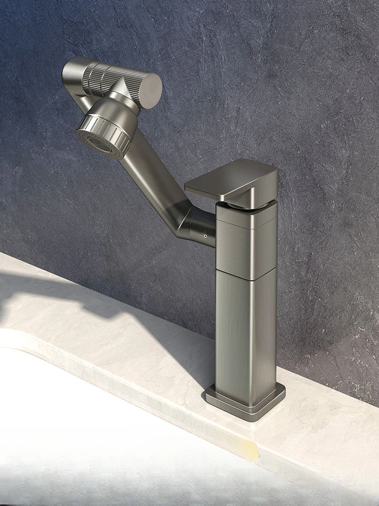 Hot and cold faucets for washbasins in bathrooms, basins on washstands, all-copper universal mechanical arm two-in-one faucets.