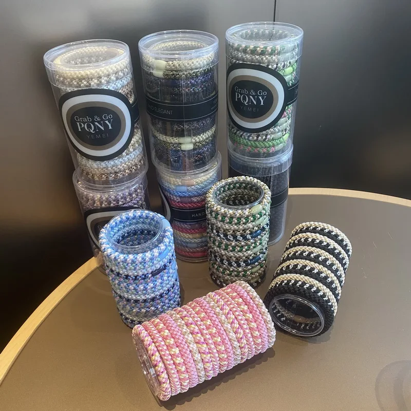 15 Stück/Set elastische Knekki-Haargummis für Frauen, Nylon-Haargummis für Mädchen, Knekki-Scrunchies, Pferdeschwanz-Haargummis