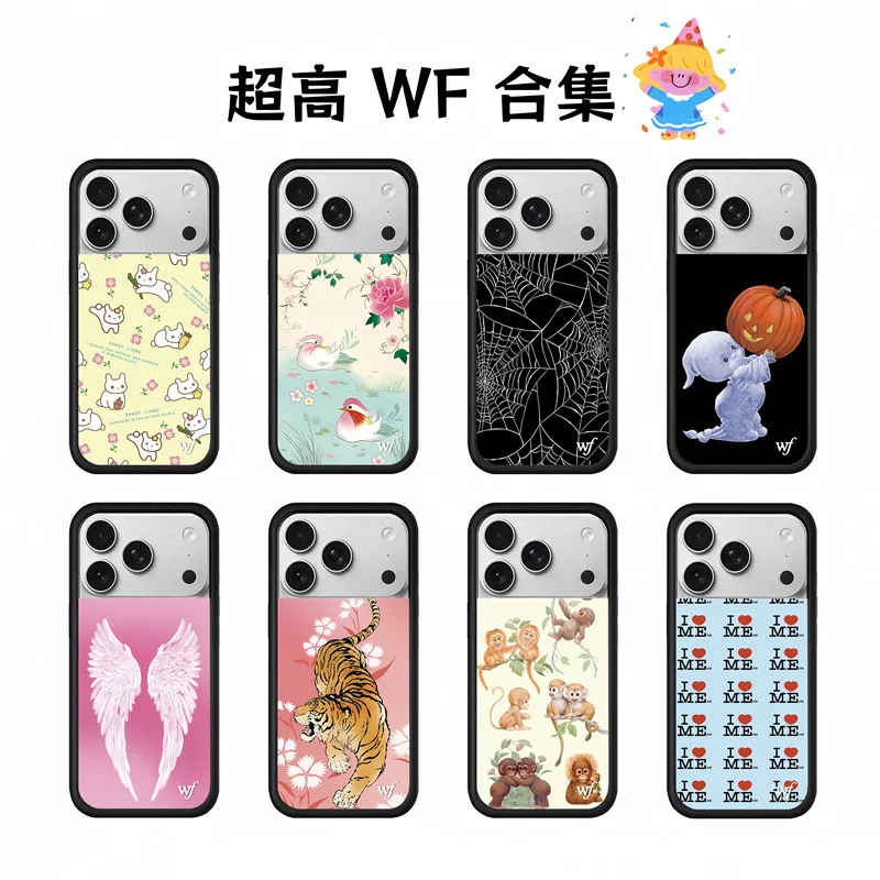 

New Wildflower 3D WF Hummingbird Phone Case for iPhone 17 12 13 14 15 16 Pro Max Plus Lakeside lamb INS Cartoon Cover 17pro Moon