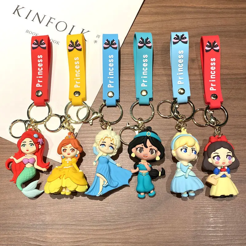 พวงกุญแจสโนว์ไวท์ 3-6 ชิ้น ตุ๊กตาเอลซ่าน่ารัก ตุ๊กตาเงือก ของตกแต่งกระเป๋า ของตกแต่งรถยนต์