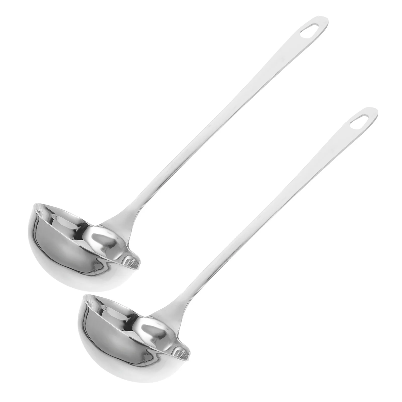 

2Pcs Stainless Steel Soup Ladle Long Handle Dual Spout Design for Easy Pour Sauce Gravy Serving Kitchen Tool Fat