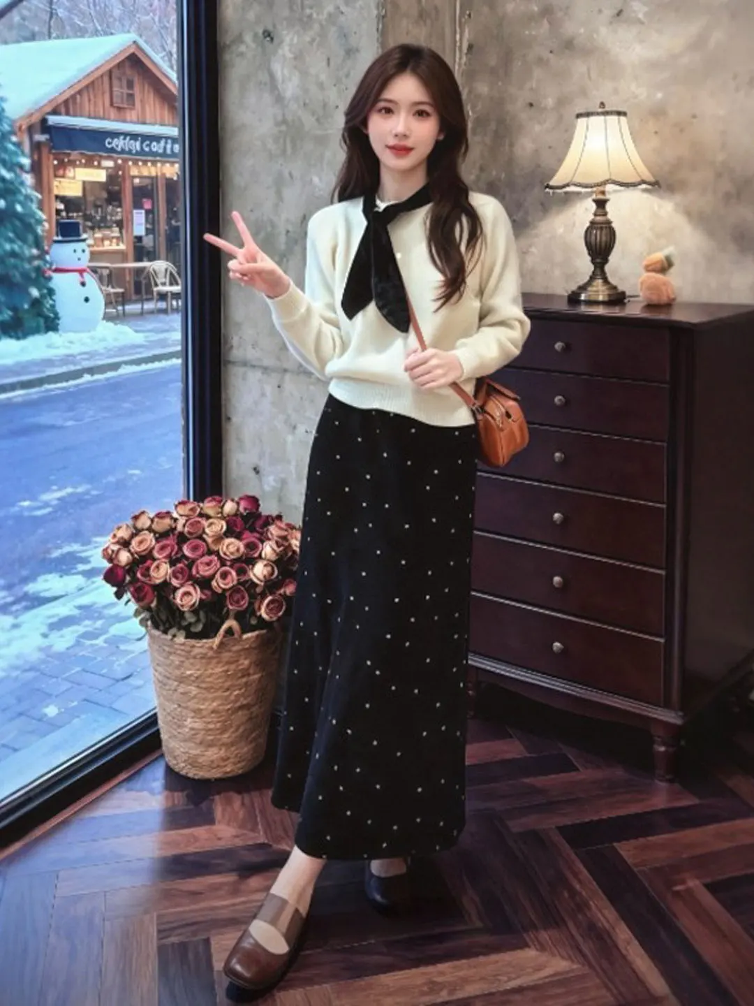 

Весенний комплект 2026: Удобный вязаный свитер и юбка для женщин, нежный, элегантный, с высокой талией, длинный рукав, круглый вырез, повседневный, из двух предметов...