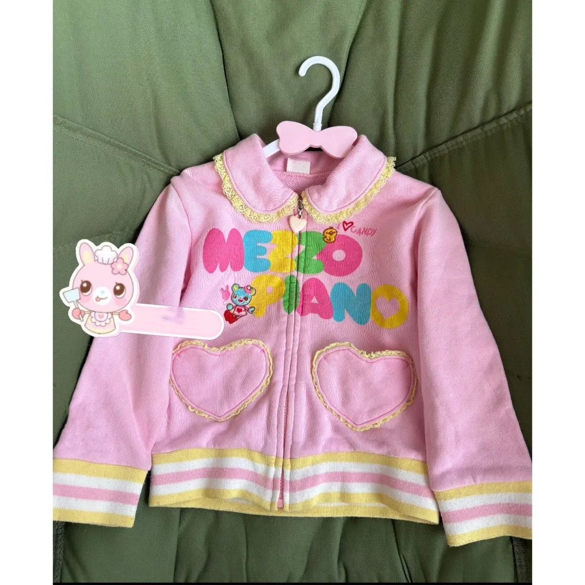Japanese Cute Cartoon Mp Embroidery Jojifuku Long-sleeved Peter Pan Collar Zipper Cardigan Autumn New Sweet Girl Cute Coat