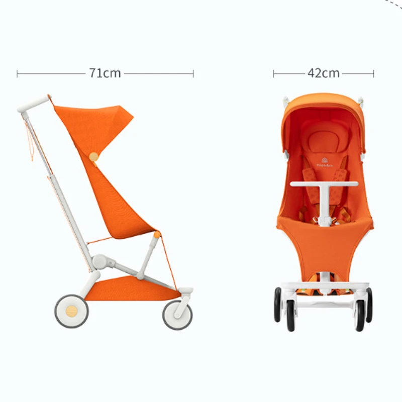 Ultra-Light Stroller - Foldable Airplane-Friendly Baby Carrier with 4-Wheel Shock Absorption, UPF50+ Canopy & Reclining Seat - Image 5