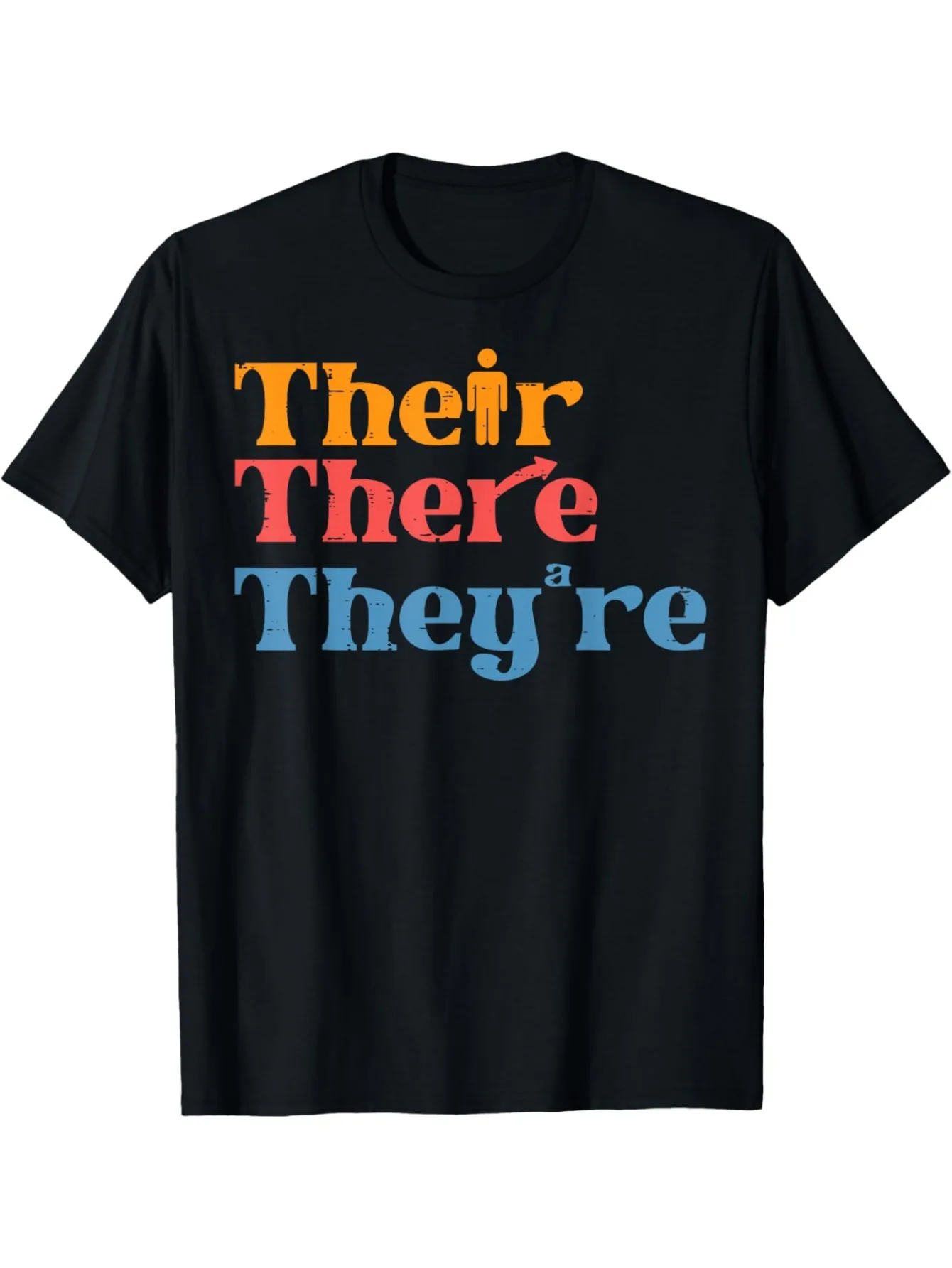 

Funny Grammar Teacher Men's Tee, "Their There They're" Black Cotton Graphic Tee