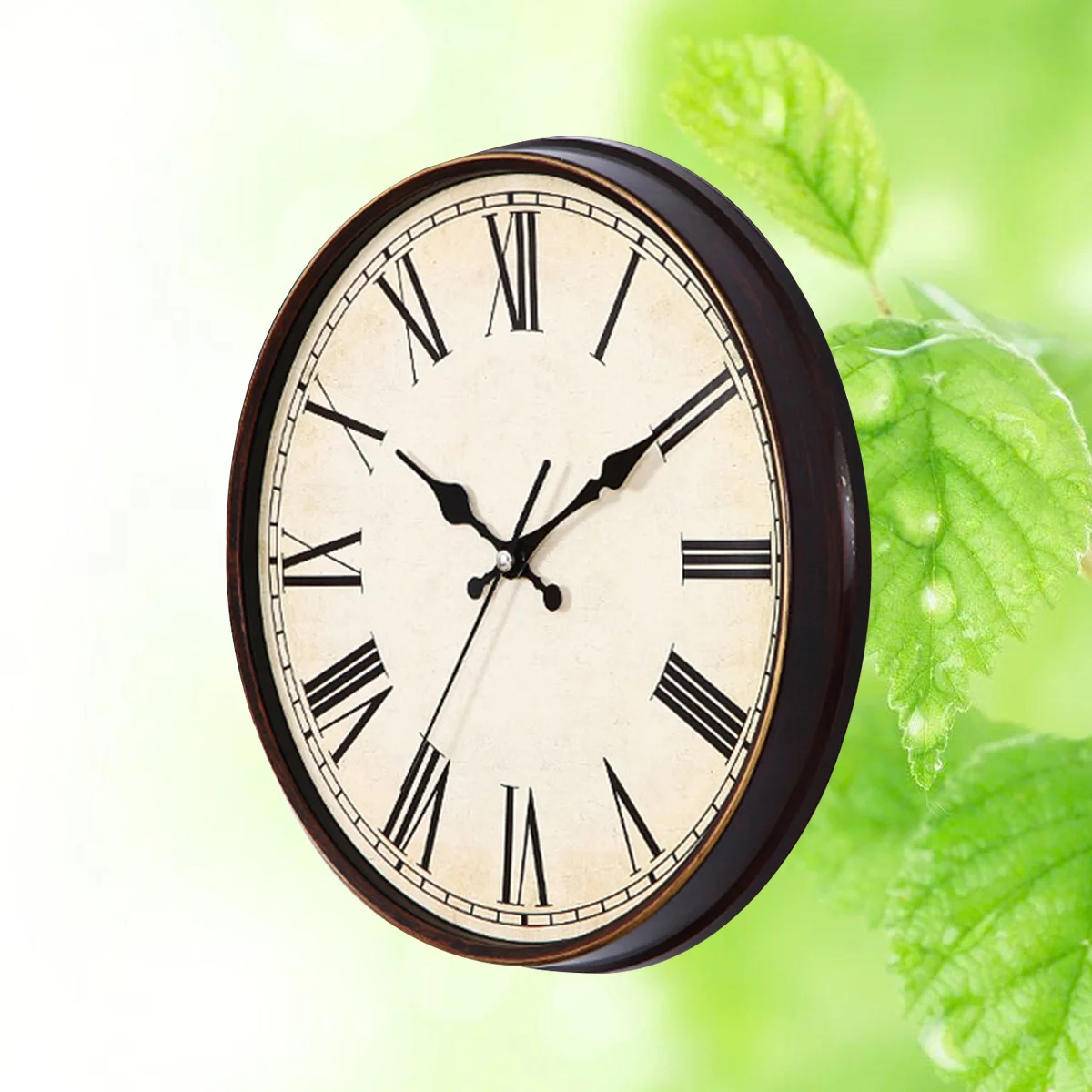

Vintage Wall Clock European Silent Roman Numerals Non Ticking Large with Oversized