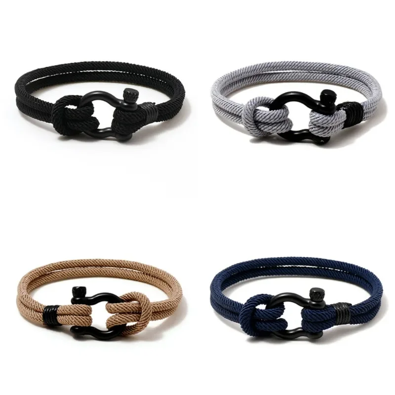 Navy Style Camping Parachute Cord Survival Anchor Bracelet Men Women with Black Stainless Steel Sport Buckle Jewelry Bracelets