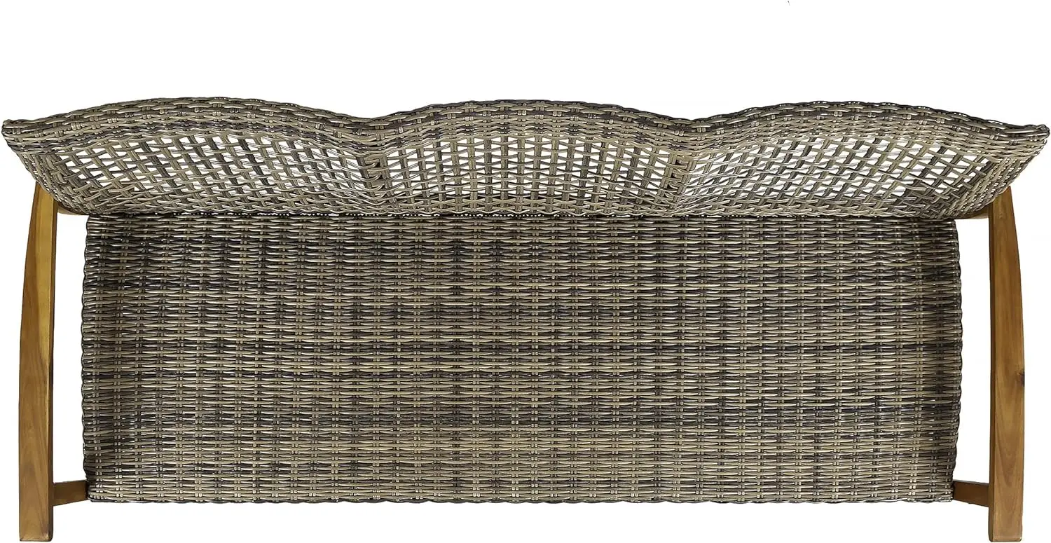 Christopher Knight Home Marcia Outdoor Wood Sofa, Wicker, 75.50 x 31.00 x 31.50, Gray, Natural Stained Finish