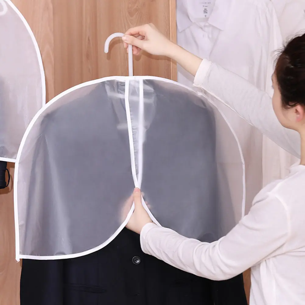 2Pcs Clothes Dust Cover Hanging Translucent Peva Garment Organizer Suit Storage Bag Protects from Dust Moisture Moth