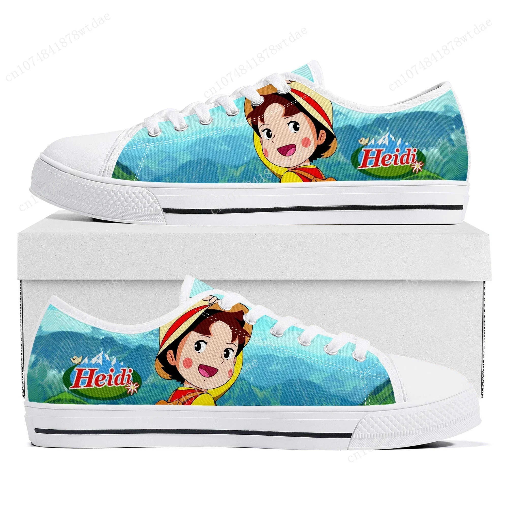A Girl Of The Alps Low Top Sneakers Womens Mens Heidi High Quality Canvas Sneaker Couple Comics Manga Custom Made Shoes