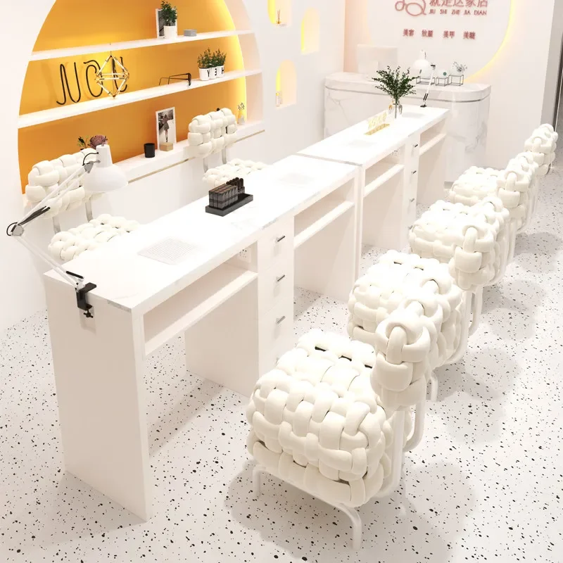 

Cream Style Modern Unique Nail Table Manicure Premium Nail Tables Elegant Unique Nageltisch Mit Absaugung Salon Furniture