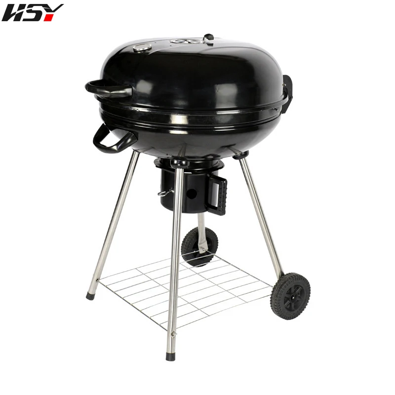 

22 Inch Charcoal Grill with Thickened Wheels Stainless Steel Grilling Utensil for Patio Backyard Oudoor Cooking BBQ Kettle Grill