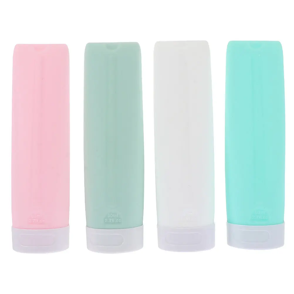 

4Pcs Silicone Travel Bottles Reusable Waterproof Storage for Skincare Creams Foundations Moisturizers Portable Liquid Dispensers