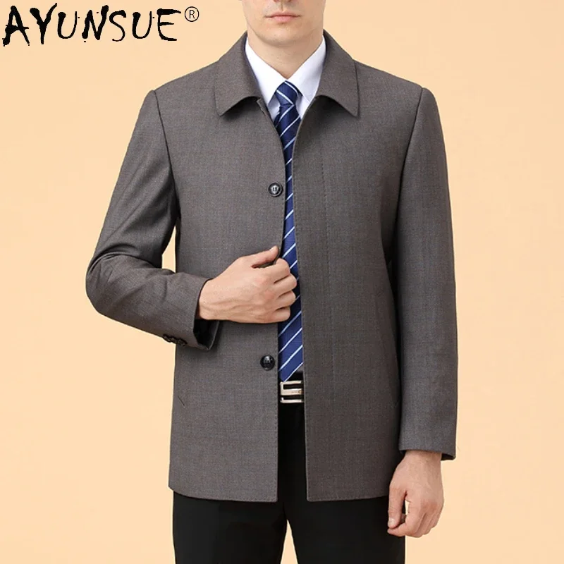 

AYUNSUE Men's Jacket Wool Spring Autumn New Business Casual Jackets for Men Clothing Loose Windbreaker Coats Chaquetas Hombre Lq