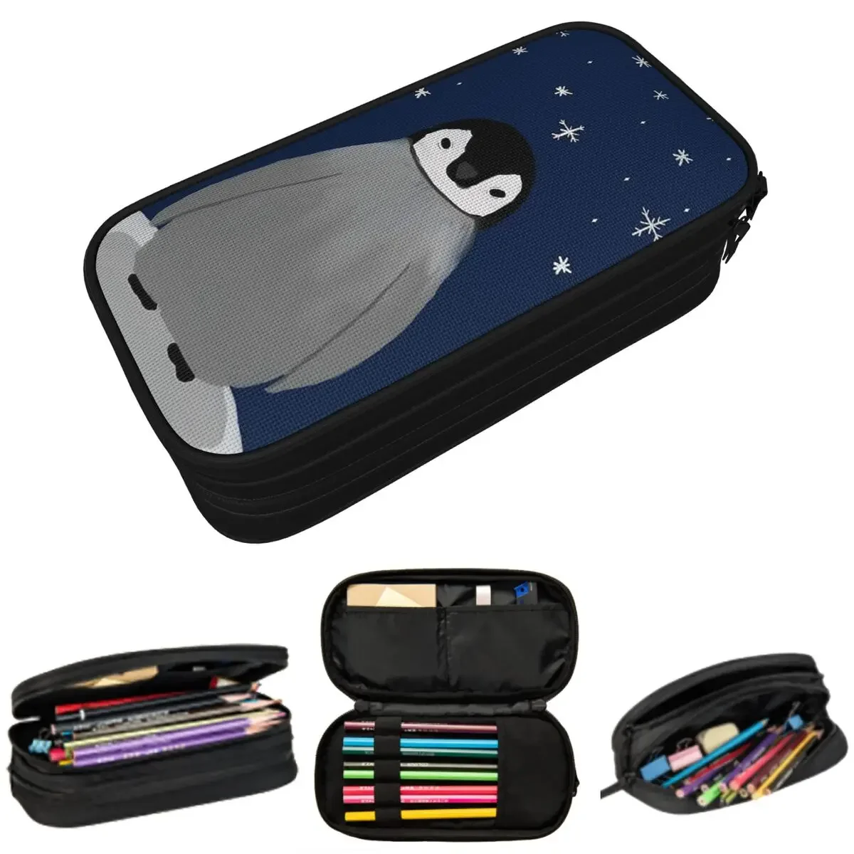 

Happy Little Penguin Pencil Cases Big Capacity Pen Bags Pen Box Pencil Pouch For Boys Girls Students Stationery School Office