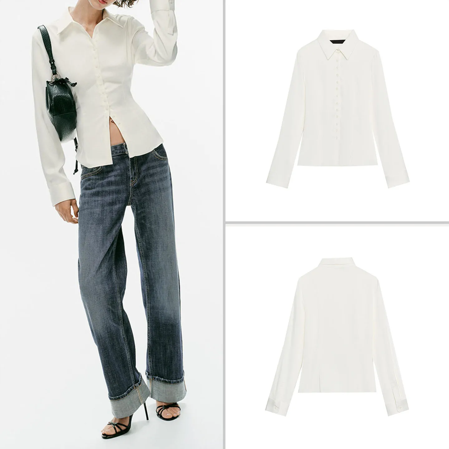 ZADATA Women's Long Sleeve Shirt Autumn 2026 Casual Style Quality Material Button up Slim Fit Fashionable Casual Shirt