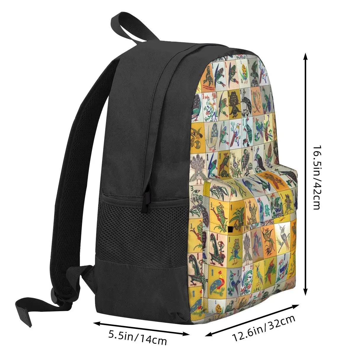 Mah Jongg Birds Mahjong Tiles Backpack Student BookBag Children School Bag Laptop Shoulder Bags for Men Women