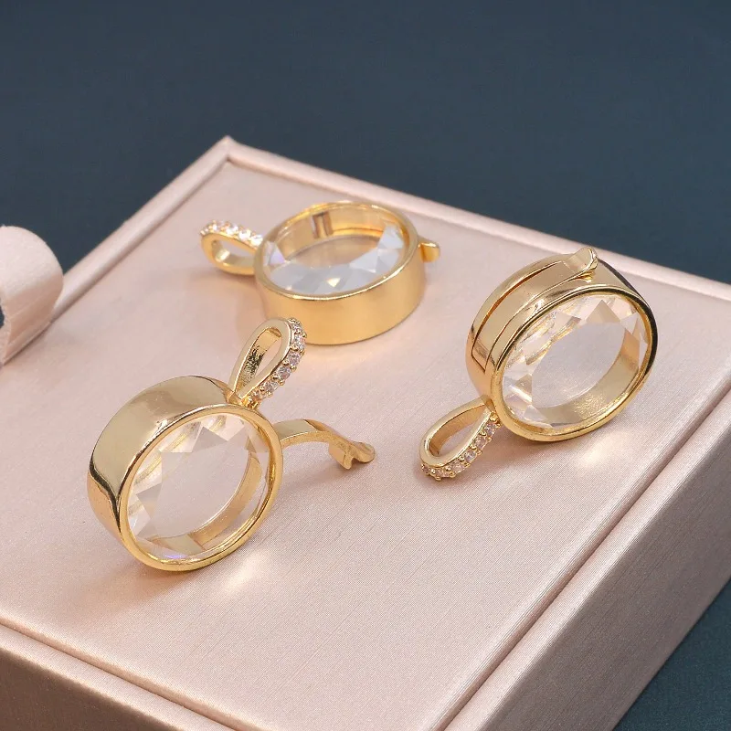 صندوق شفاف قلادة ساحرة قلادة متمحور DIY تصميم مجوف 18K سلسلة مطلية بالذهب شخصية مدلاة هدية مجوهرات جارديان