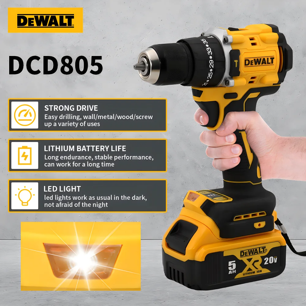 Dewalt DCD805 20V Brushless Impact Drill Cordless Drill Impact Drill /Driver Kit Tool in Rechargeable Electric Tools Wrench